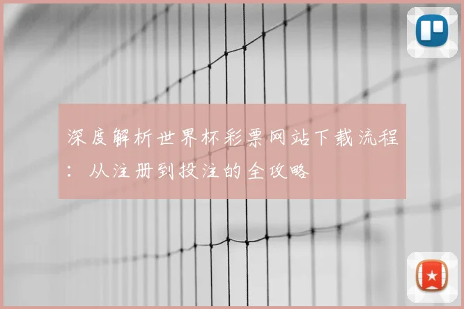 深度解析世界杯彩票网站下载流程：从注册到投注的全攻略